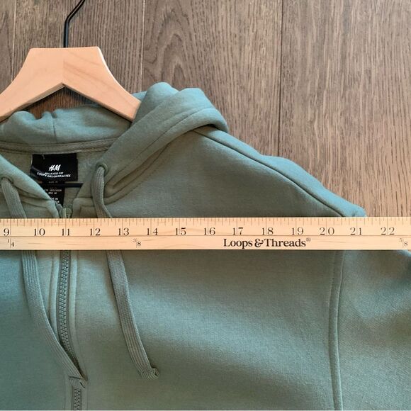 H&M Full Zip Jacket Hooded Women Medium Dark Green Relaxed Fit Pockets. - Picture 8 of 14